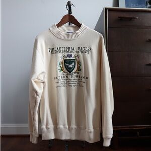 Philadelphia Eagles Embroidered Cream Sweater